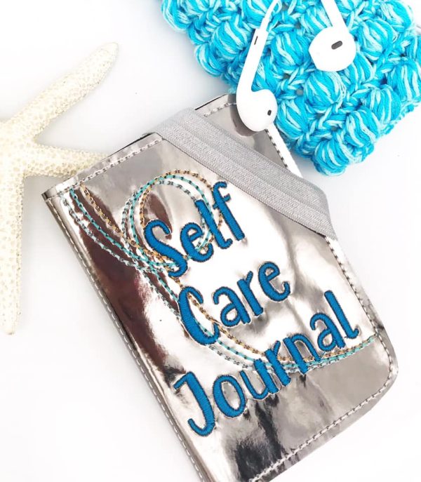 Self care journal notebook cover (2 sizes available) machine embroidery design DIGITAL DOWNLOAD For Sale