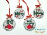 Mature Christmas ornament set of 4 designs (4x4 hoop) machine embroidery design DIGITAL DOWNLOAD For Cheap