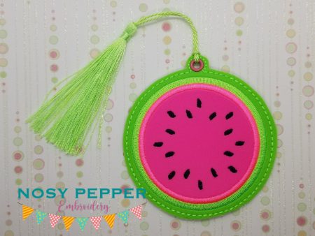 Watermelon Applique bookmark bag tag ornament machine embroidery design DIGITAL DOWNLOAD on Sale