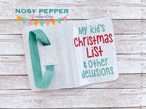 My kid s christmas list and other delusions notebook cover (2 sizes available) machine embroidery design DIGITAL DOWNLOAD Fashion