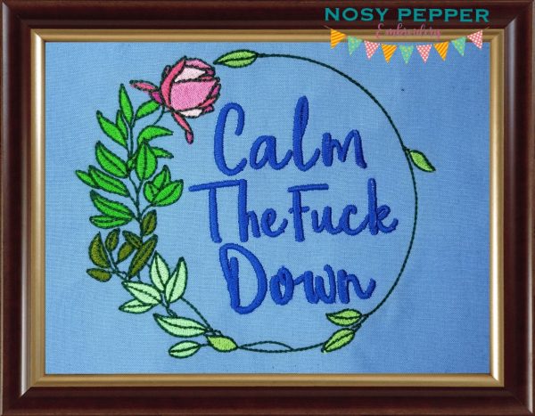 Calm the F*ck down machine embroidery design (4 sizes included) DIGITAL DOWNLOAD on Sale