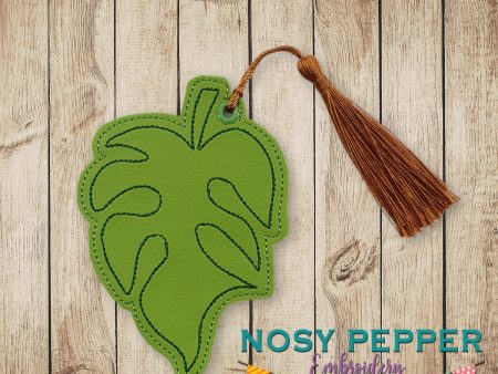 Monstera Leaf Bookmark bag tag ornament 4x4 machine embroidery design DIGITAL DOWNLOAD For Cheap