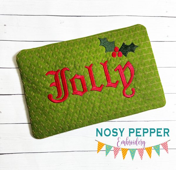 Jolly quilted ITH Mug Rug (4 sizes included) machine embroidery design DIGITAL DOWNLOAD Online