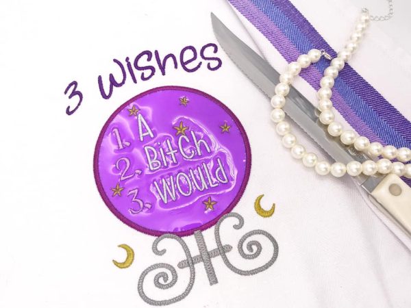 3 Wishes applique (4 sizes included) machine embroidery design DIGITAL DOWNLOAD For Sale