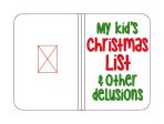 My kid s christmas list and other delusions notebook cover (2 sizes available) machine embroidery design DIGITAL DOWNLOAD Fashion