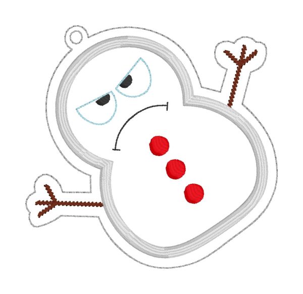 Grumpy Snowman applique ornament 4x4 machine embroidery design DIGITAL DOWNLOAD Online Sale