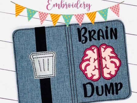 Brain Dump applique notebook cover (2 sizes available) machine embroidery design DIGITAL DOWNLOAD Fashion