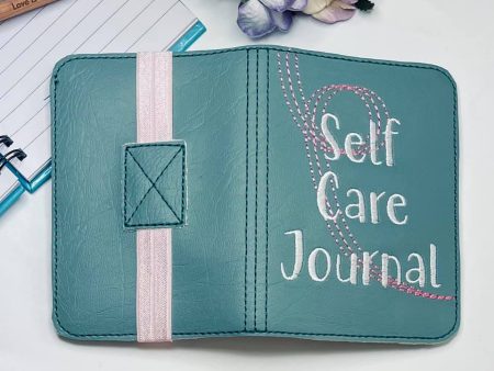 Self care journal notebook cover (2 sizes available) machine embroidery design DIGITAL DOWNLOAD For Sale