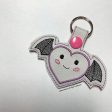 Heart Bat Snap tab machine embroidery design DIGITAL DOWNLOAD For Sale