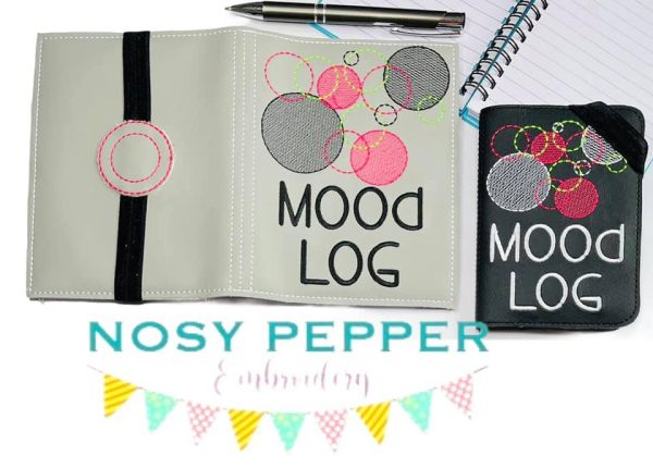 Mood Log notebook cover (2 sizes available) machine embroidery design DIGITAL DOWNLOAD For Cheap