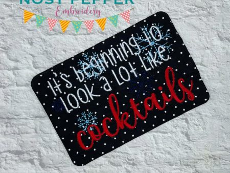 It s beginning to look a lot like cocktails ITH Mug Rug (4 sizes included) machine embroidery design DIGITAL DOWNLOAD Hot on Sale