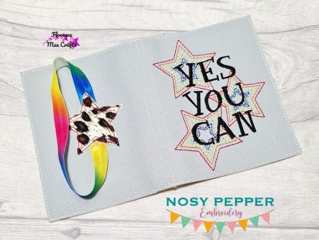 Yes you Can notebook cover (2 sizes available) machine embroidery design DIGITAL DOWNLOAD Online Hot Sale