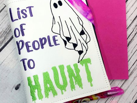 List of people to haunt notebook cover (2 sizes available) machine embroidery design DIGITAL DOWNLOAD For Sale