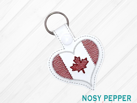 Heart Canada Snap tab 4x4 machine embroidery design DIGITAL DOWNLOAD Supply