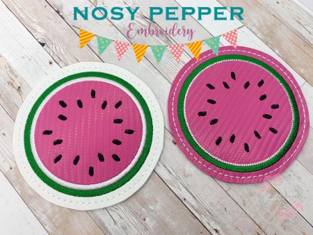 Watermelon Coaster set of 2 designs 4x4 machine embroidery design DIGITAL DOWNLOAD Sale