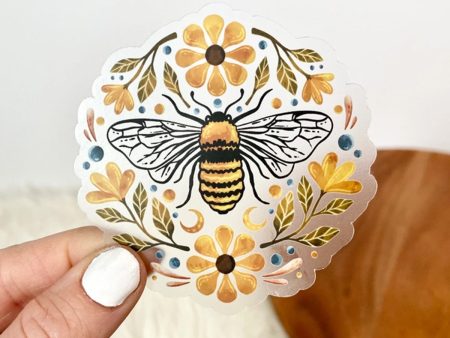 Bee & Flowers Clear Vinyl Sticker For Discount